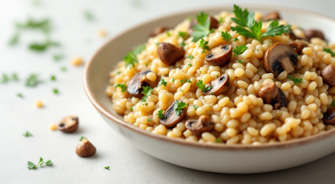 Garlic Mushroom Barley Risotto