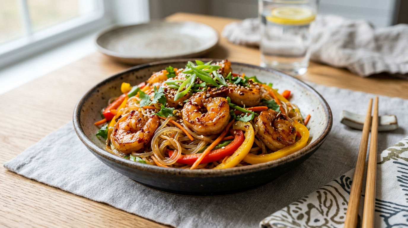 Spicy Shrimp and Kelp Noodle Stir-Fry
