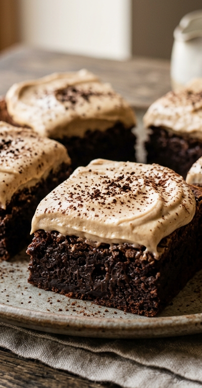Espresso Fudge Brownies with Coffee Cashew Frosting