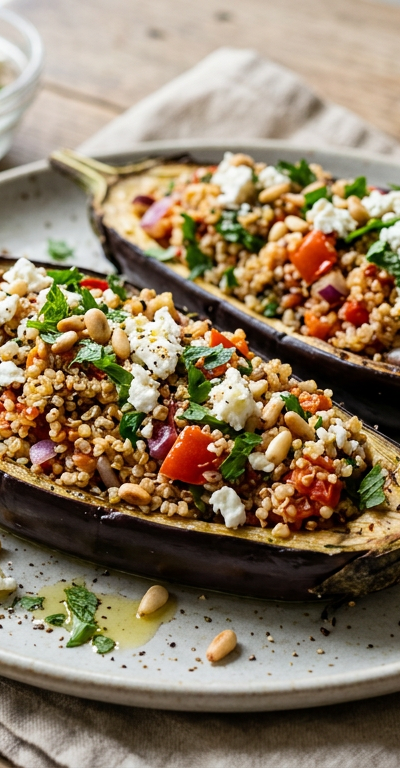 Mediterranean Stuffed Eggplant Boats