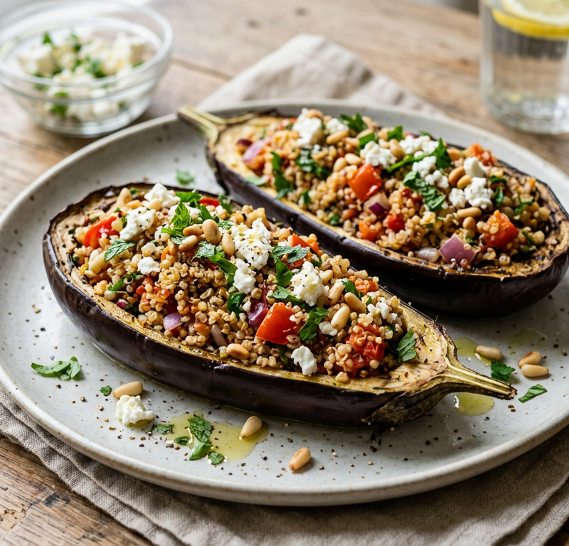 Mediterranean Stuffed Eggplant Boats
