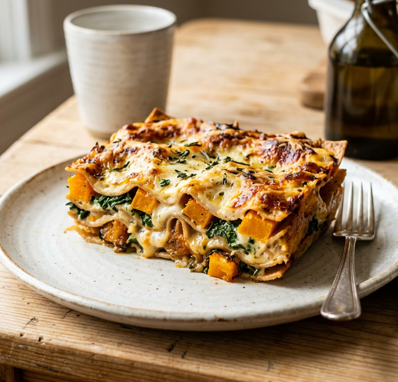 Roasted Butternut & Kale Lasagna with Béchamel