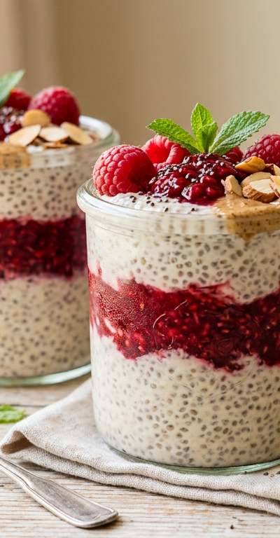 Raspberry Chia Seed Pudding Parfait