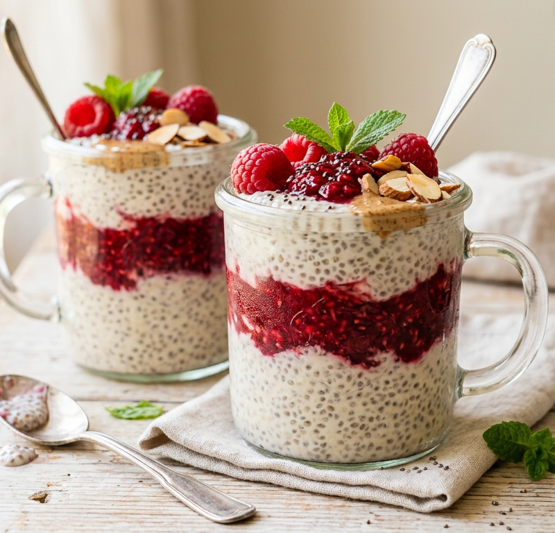 Raspberry Chia Seed Pudding Parfait
