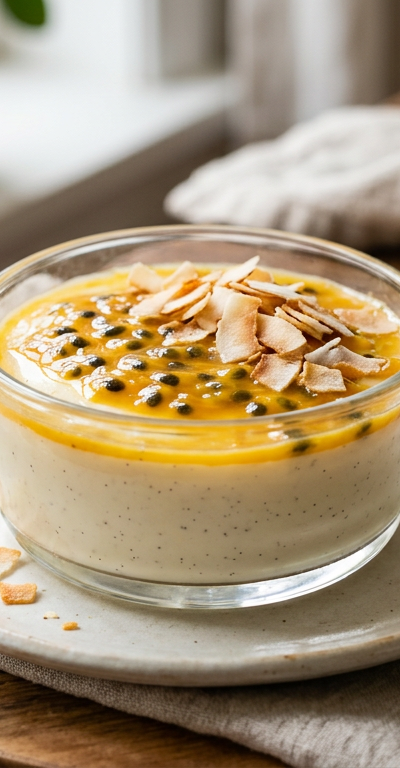 Coconut Panna Cotta with Passion Fruit