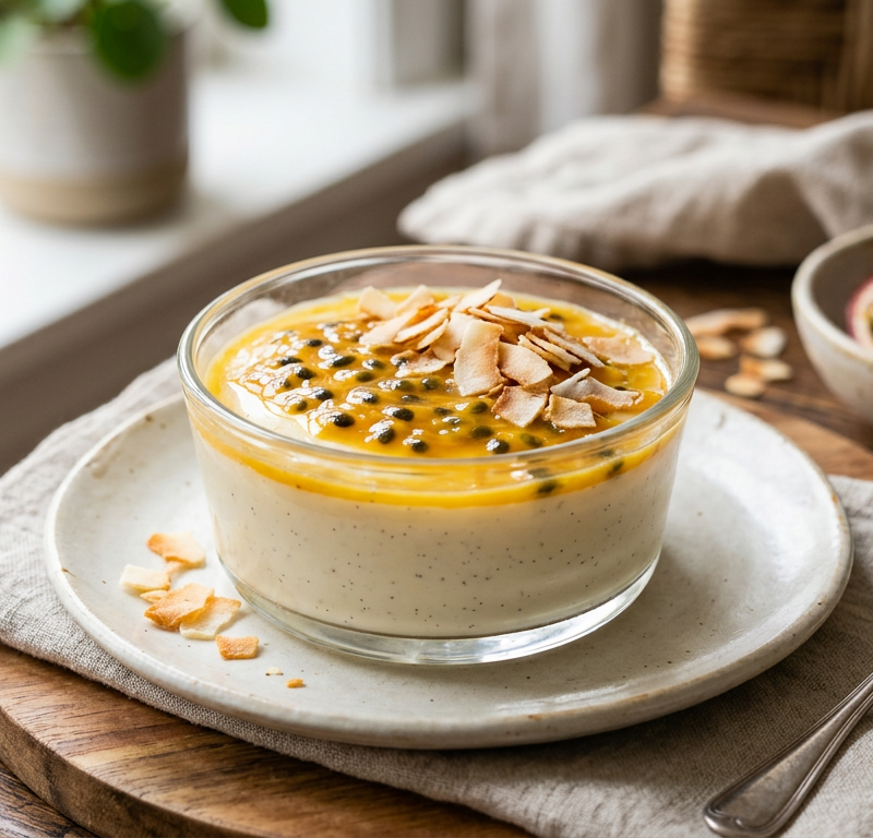Coconut Panna Cotta with Passion Fruit