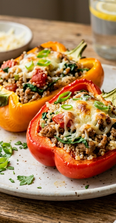 Ground Turkey and Quinoa Stuffed Bell Peppers
