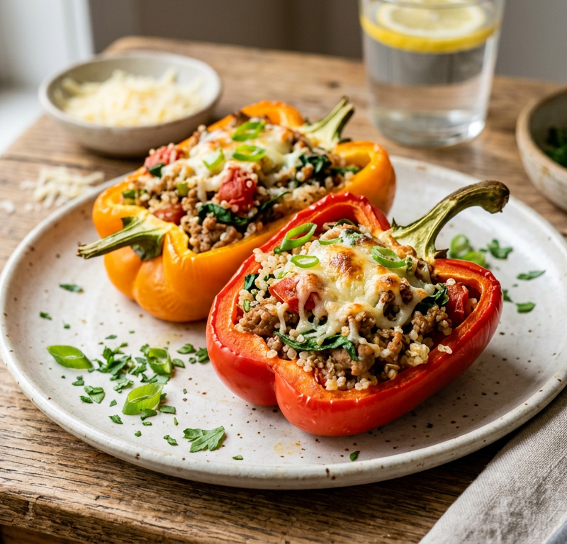 Ground Turkey and Quinoa Stuffed Bell Peppers