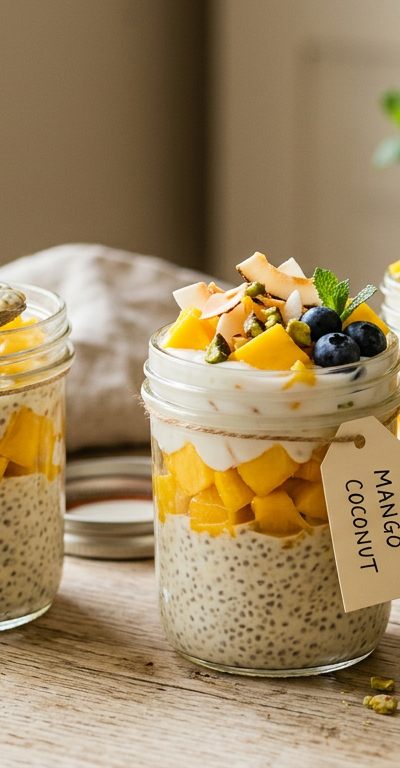 Mango Coconut Chia Pudding Jars