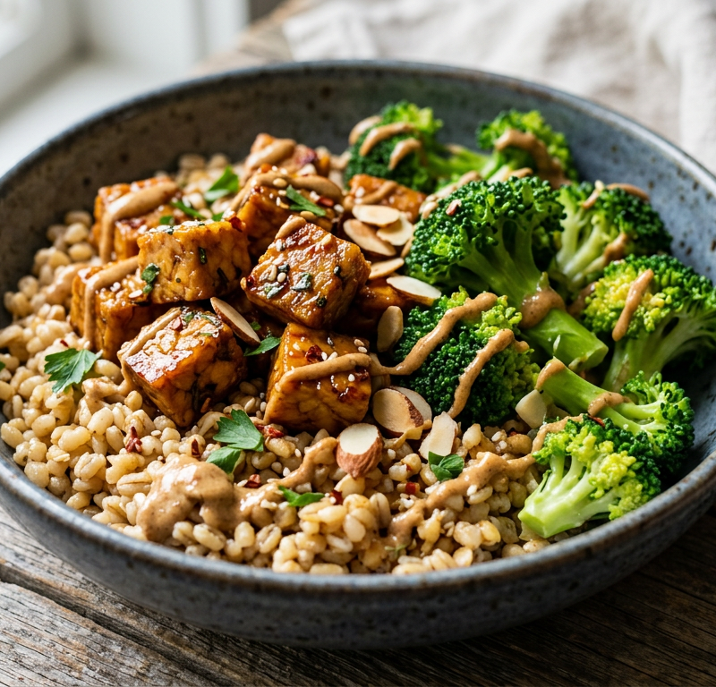 Maple-Glazed Tempeh & Barley Bowl