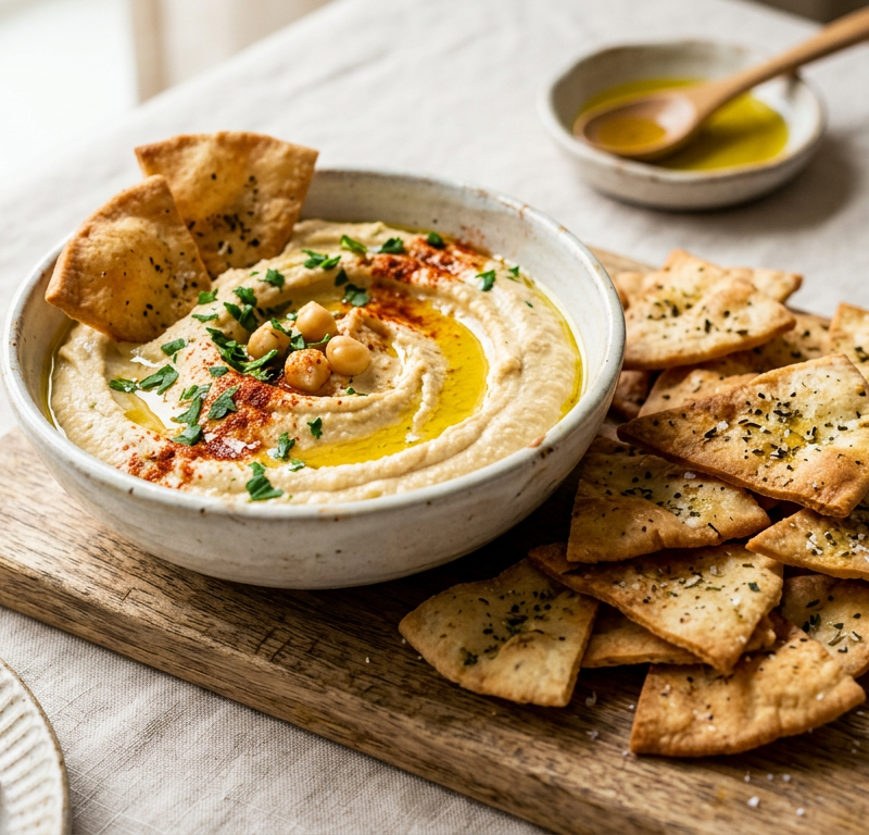 Pita Chips with Hummus