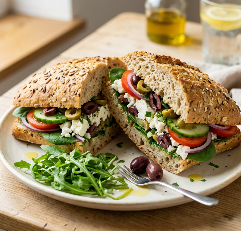Feta Cheese and Olive Sandwich