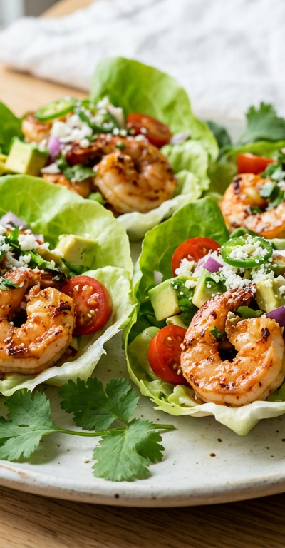 Zesty Lime Shrimp Lettuce Wraps