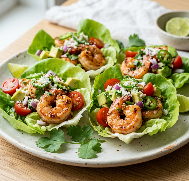 Zesty Lime Shrimp Lettuce Wraps