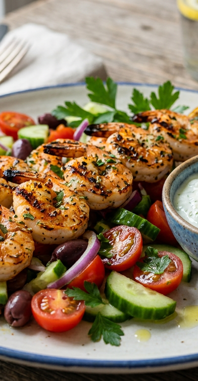 Grilled Shrimp Skewers with Tzatziki
