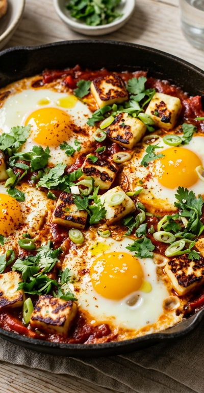 Harissa Egg and Halloumi Breakfast Skillet
