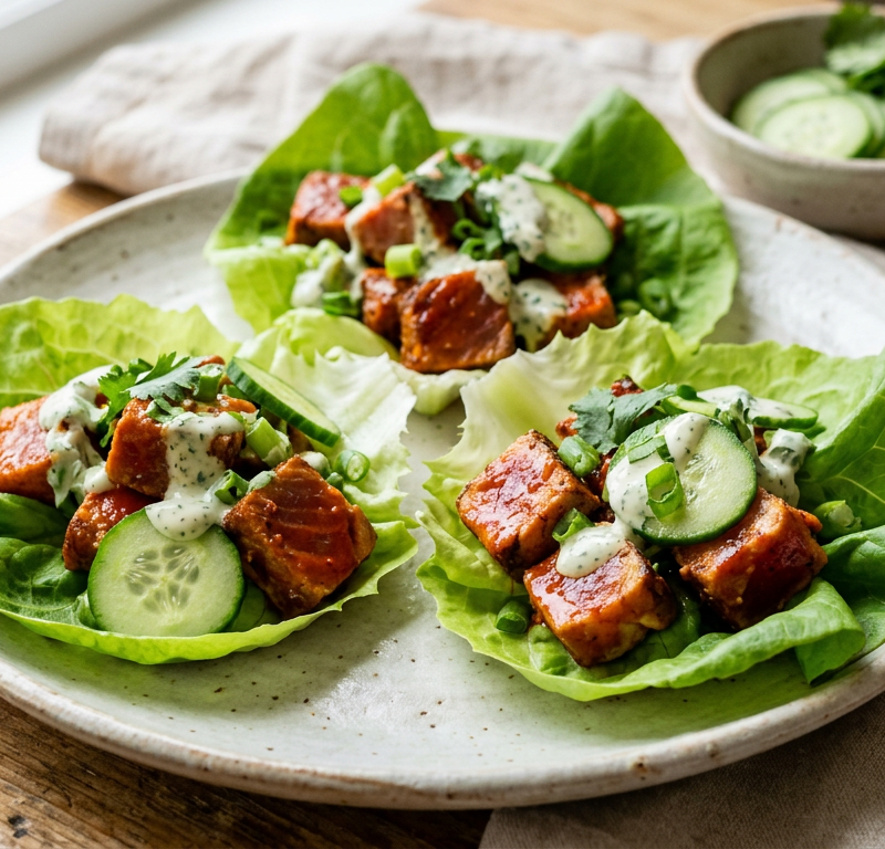 Spicy Buffalo Tuna Lettuce Cups