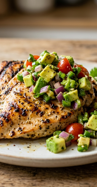 Grilled Chicken with Avocado Salsa