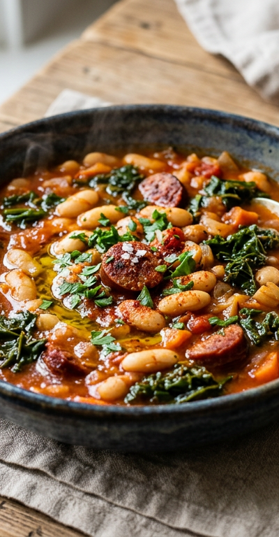Turkish White Bean & Kale Stew with Smoked Paprika