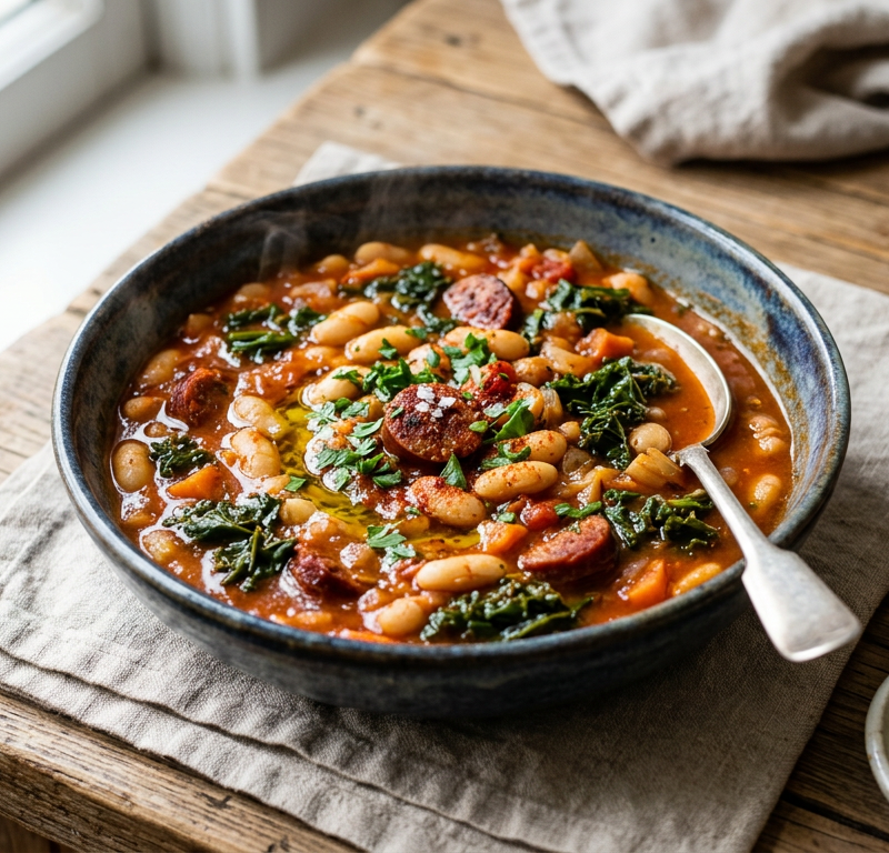 Turkish White Bean & Kale Stew with Smoked Paprika