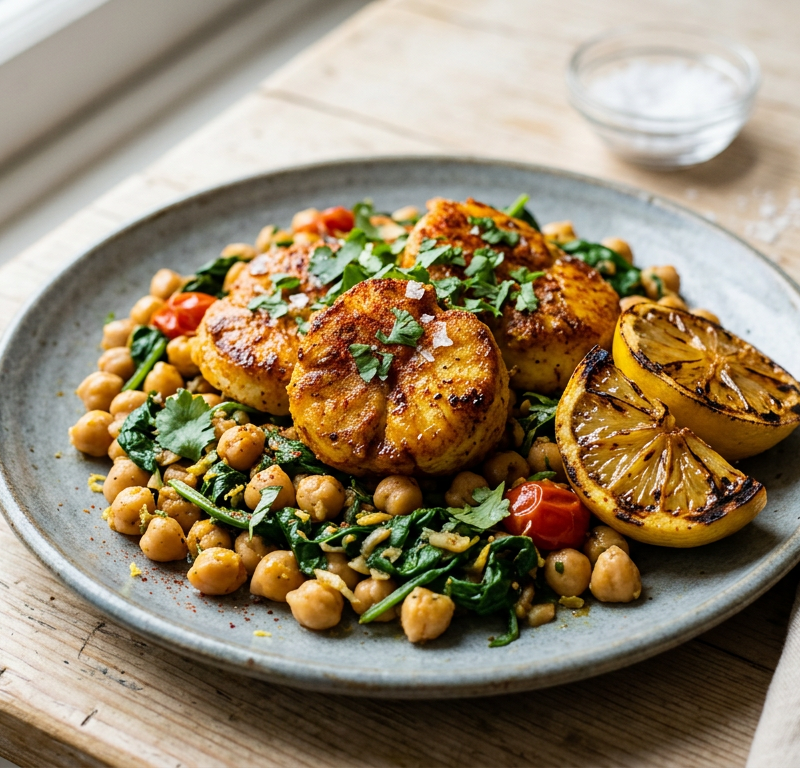 Moroccan Spiced Monkfish with Charred Lemon