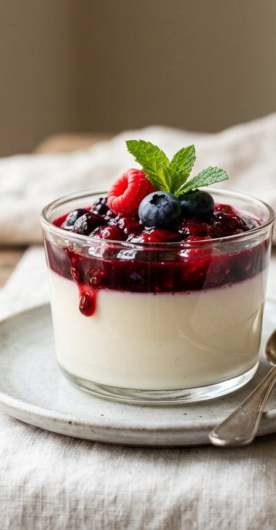 Coconut Milk Panna Cotta with Berry Compote
