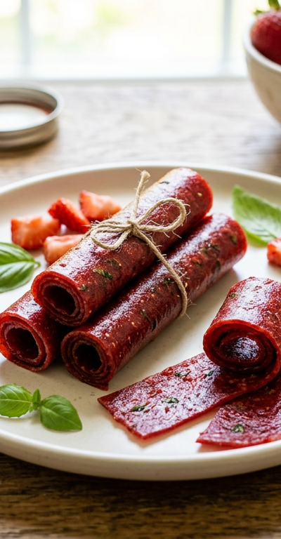 Strawberry Basil Fruit Leather Strips
