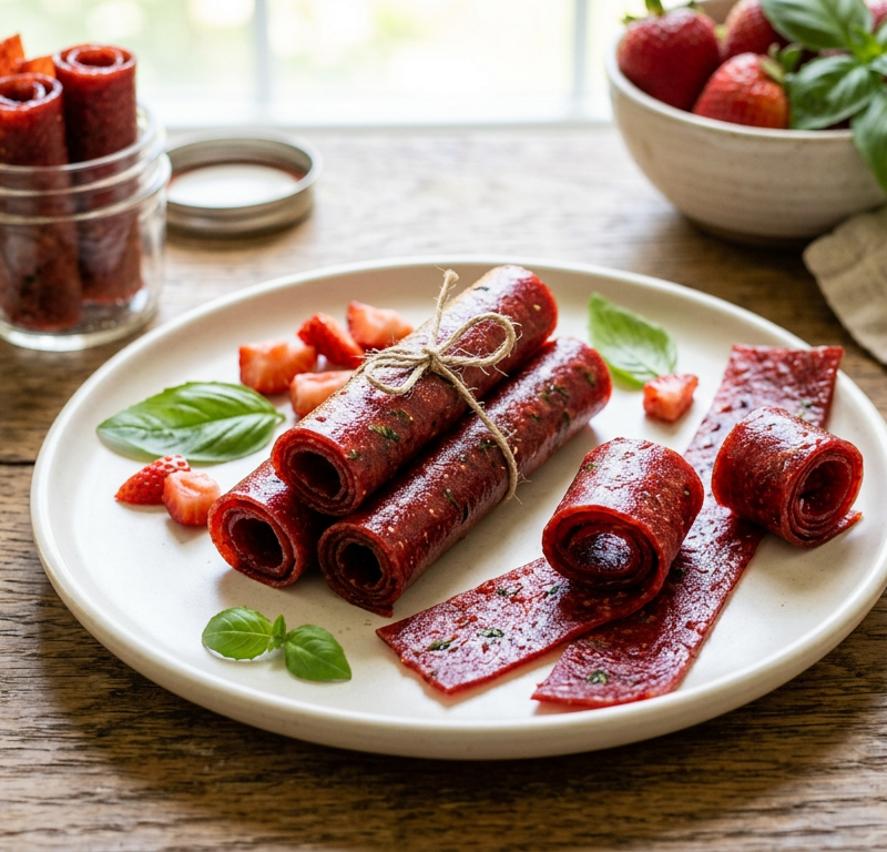 Strawberry Basil Fruit Leather Strips