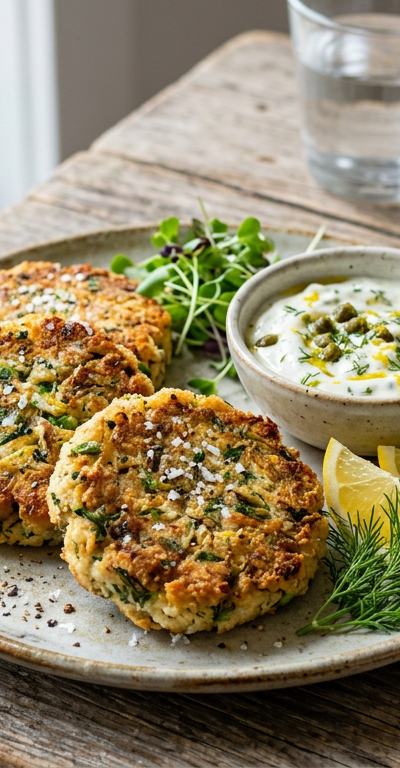 Lemon-Herb Sardine Cakes with Caper Aioli