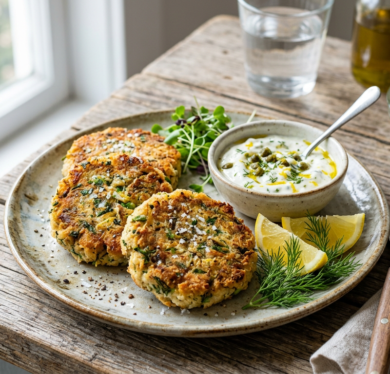 Lemon-Herb Sardine Cakes with Caper Aioli