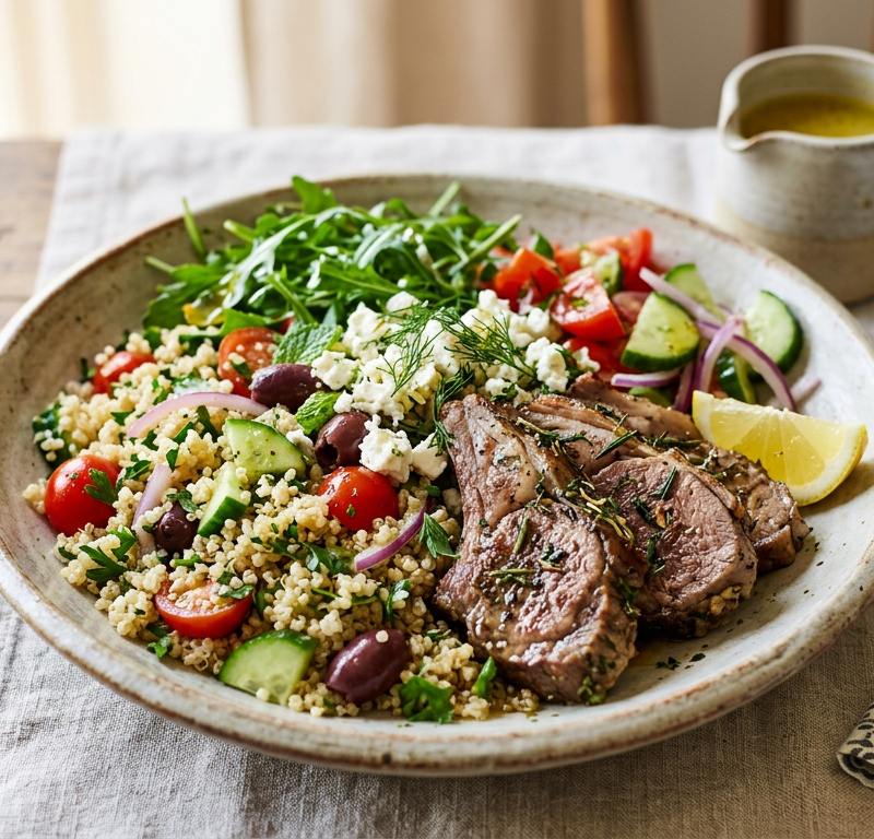 Mediterranean Lamb and Quinoa Bowl