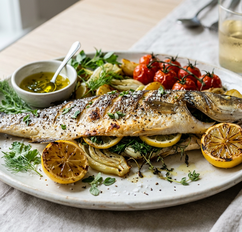 Whole Roasted Branzino with Herb-Citrus Stuffing