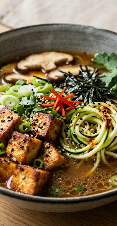Miso-Ginger Tofu & Zucchini Ramen Bowl