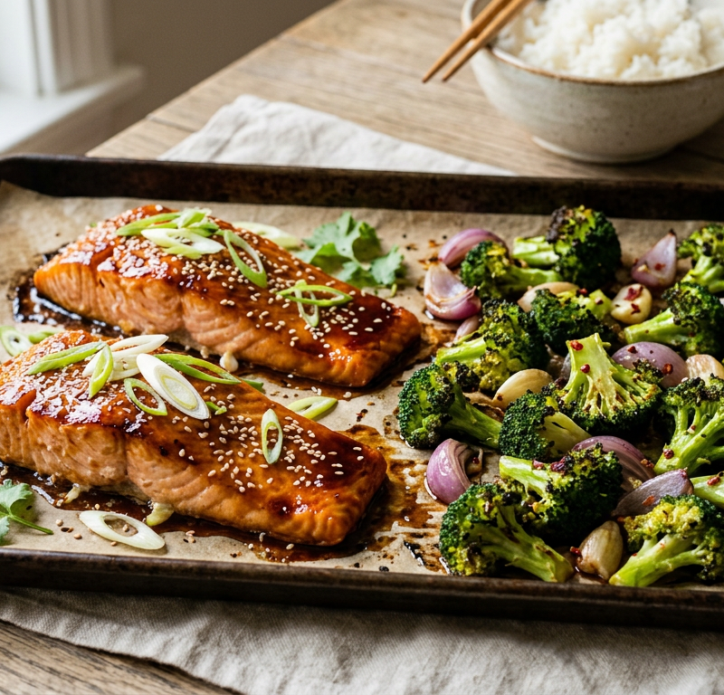 Teriyaki Salmon & Broccoli Sheet-Pan Meal