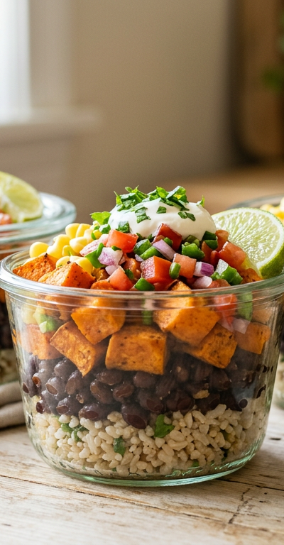 Sweet Potato & Black Bean Mini Burrito Bowls