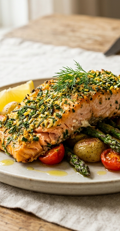 Mediterranean Herb-Crusted Salmon