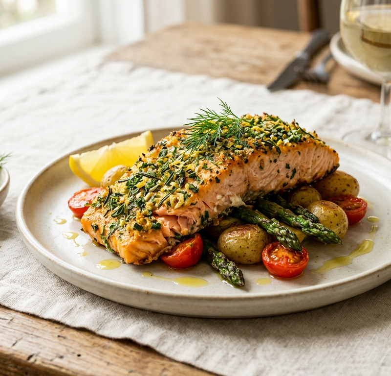 Mediterranean Herb-Crusted Salmon