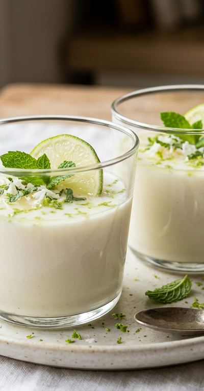 Coconut Panna Cotta with Lime and Mint