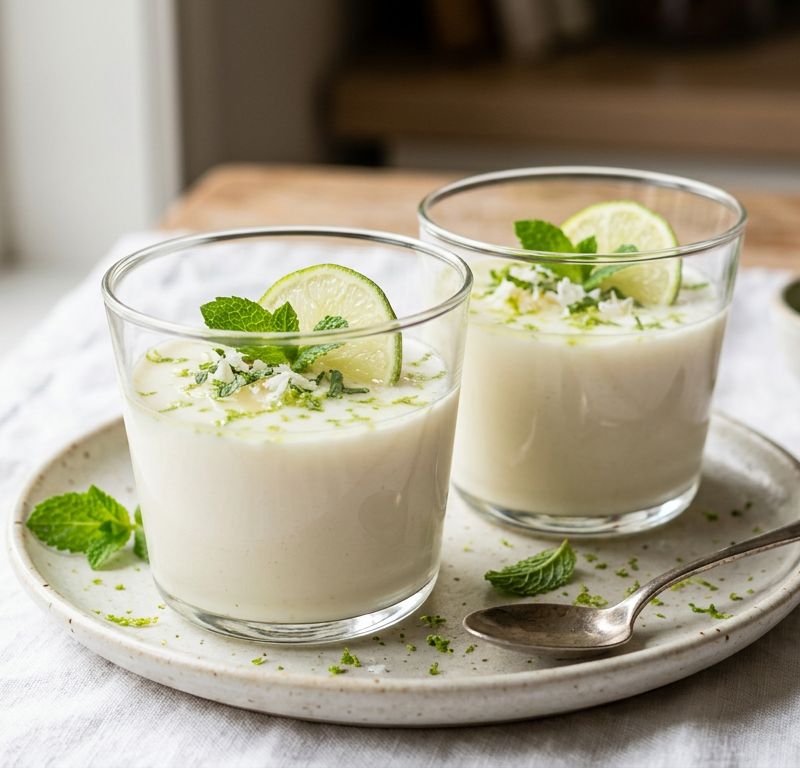 Coconut Panna Cotta with Lime and Mint