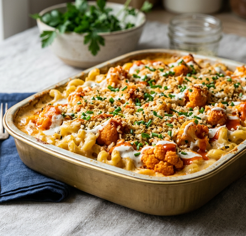 Buffalo Cauliflower Mac Bake