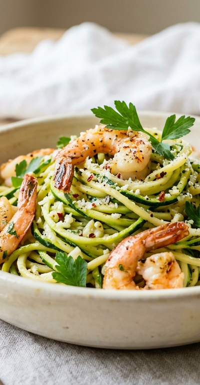 Spiralized Zucchini Shrimp Scampi