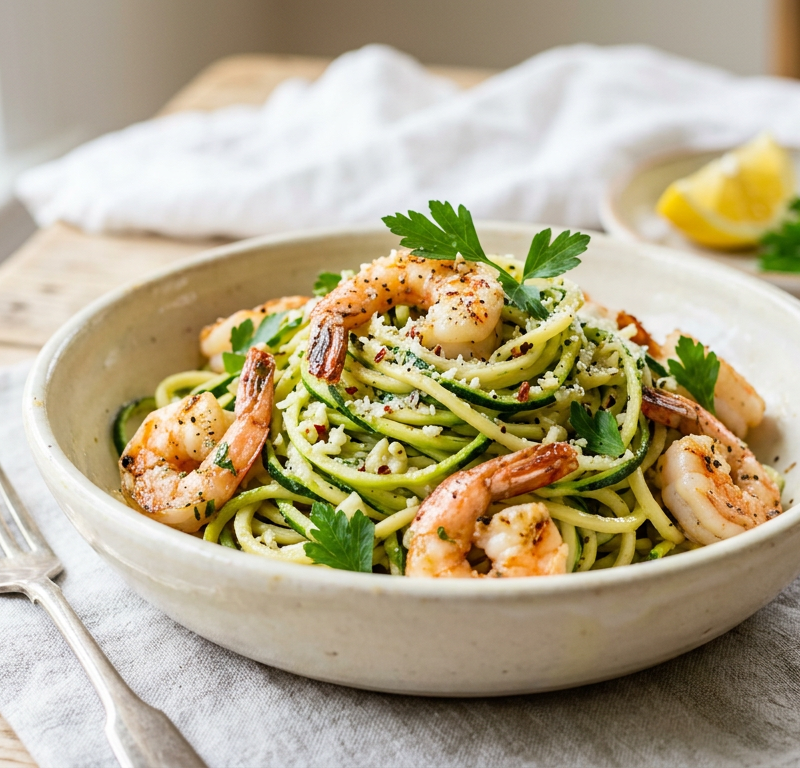 Spiralized Zucchini Shrimp Scampi