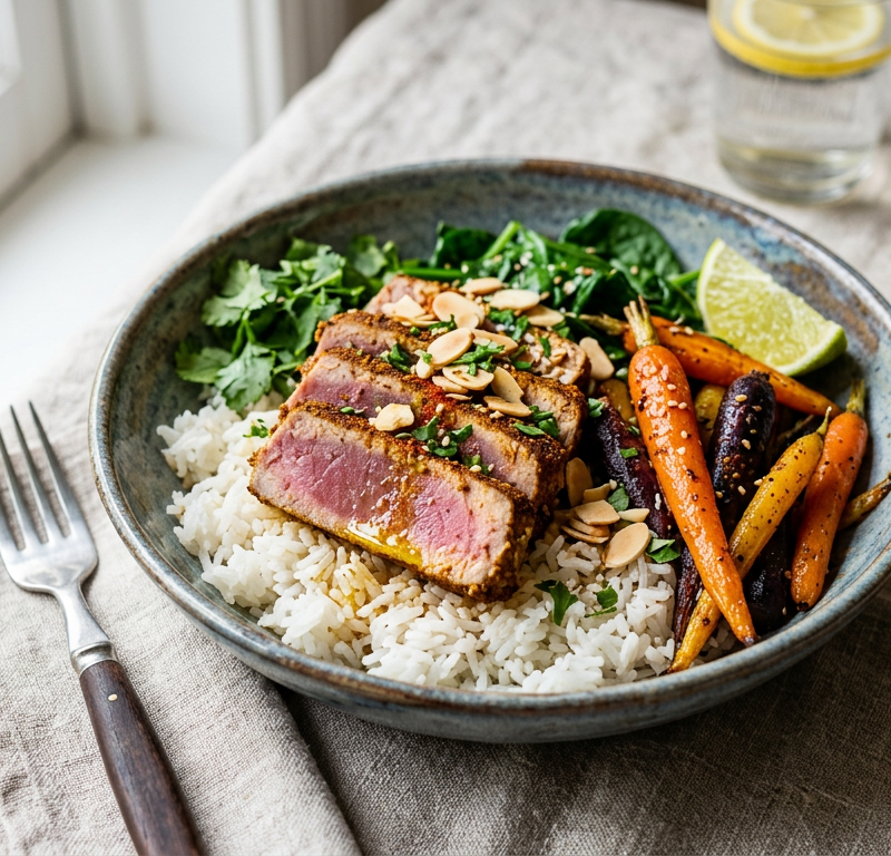 Moroccan-Spiced Tuna and Rice Breakfast Bowl