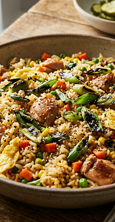 Weeknight Chicken Fried Rice with Charred Scallions