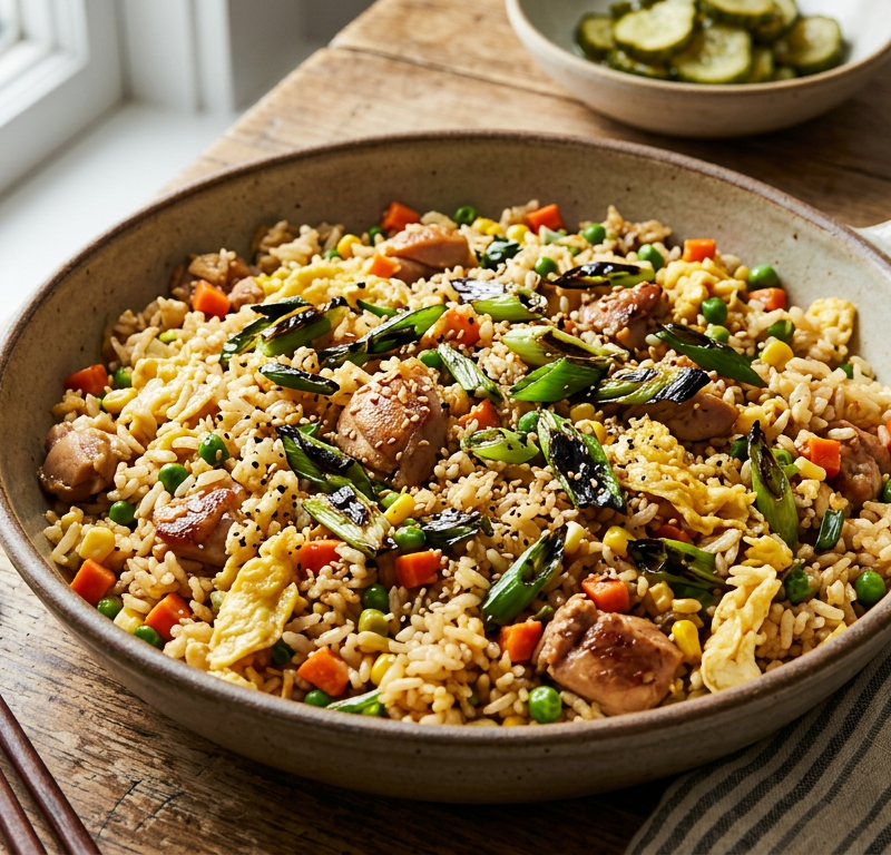 Weeknight Chicken Fried Rice with Charred Scallions