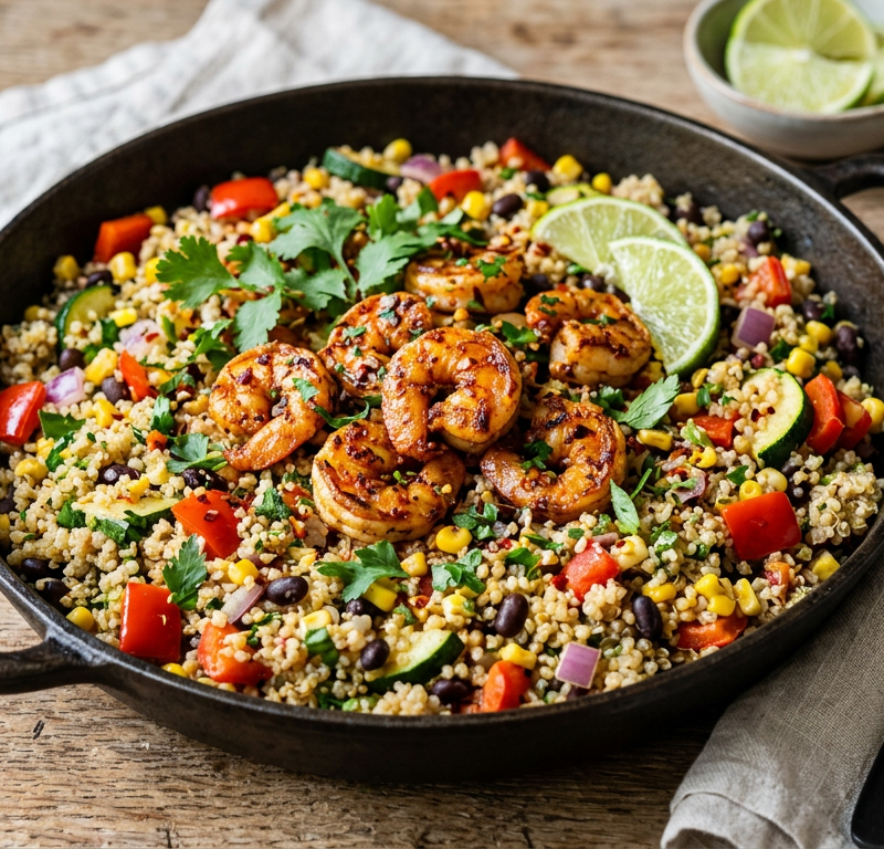 Spicy Shrimp & Quinoa Skillet