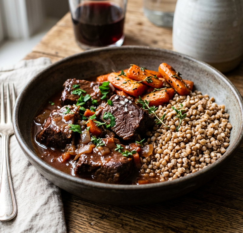 Braised Beef & Buckwheat Comfort Bowl