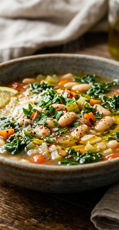 Mediterranean White Bean and Kale Soup