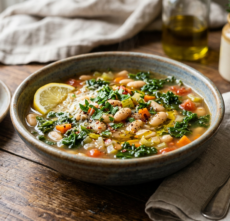Mediterranean White Bean and Kale Soup