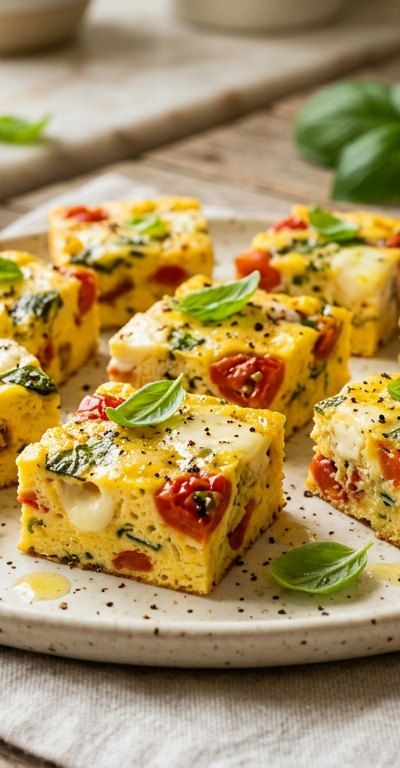 Mini Caprese Frittata Squares